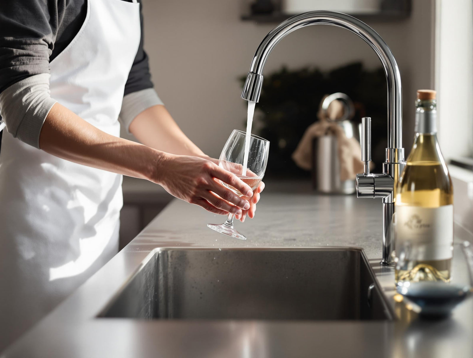 Should you rinse a glass before serving wine?